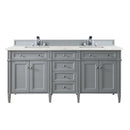 James Martin Brittany 72" Urban Gray Double Vanity with 3 cm Eternal Jasmine Pearl Quartz Top 650-V72-UGR-3EJP