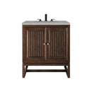 James Martin Athens 30" Single Vanity Cabinet Mid Century Acacia with 3 cm Eternal Serena Top E645-V30-MCA-3ESR