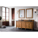 James Martin Brittany 72" Saddle Brown Double Vanity with 3 cm Charcoal Soapstone Quartz Top 650-V72-SBR-3CSP