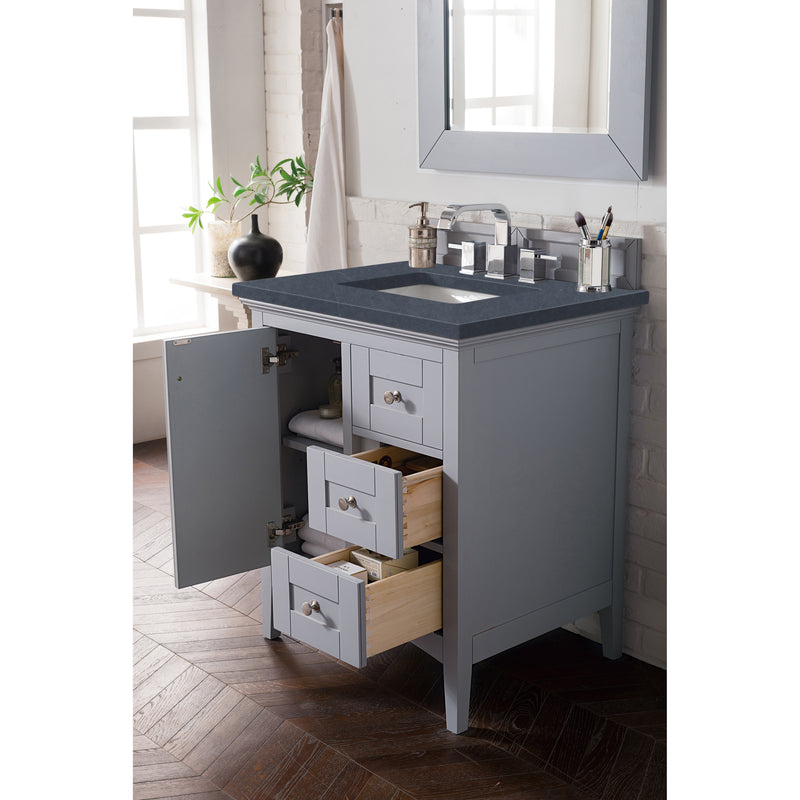 James Martin Palisades 30" Single Vanity Silver Gray with 3 cm Charcoal Soapstone Quartz Top 527-V30-SL-3CSP