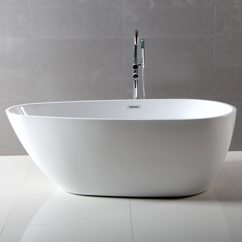 ALFI 59" White Oval Acrylic Free Standing Soaking Bathtub AB8861