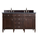 James Martin Brittany 60" Burnished Mahogany Double Vanity with 3 cm Charcoal Soapstone Quartz Top 650-V60D-BNM-3CSP