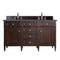 James Martin Brittany 60" Burnished Mahogany Double Vanity with 3 cm Charcoal Soapstone Quartz Top 650-V60D-BNM-3CSP