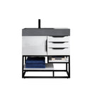 James Martin Columbia 36" Single Vanity Glossy White Matte Black with Dusk Gray Glossy Composite Top 388-V36-GW-MB-DGG