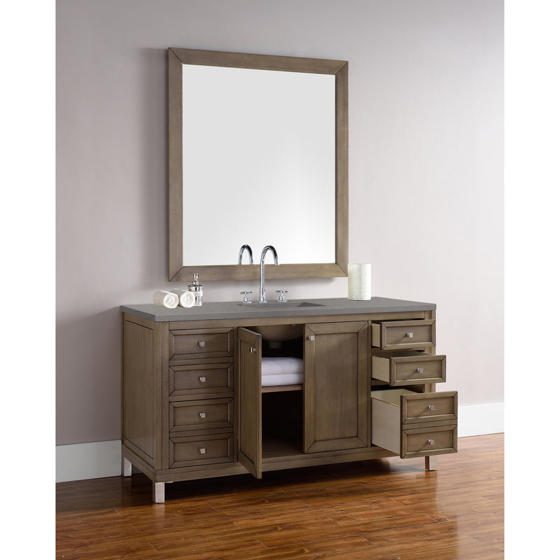 James Martin Chicago 60" Single Vanity Whitewashed Walnut with 3 cm Gray Expo Quartz Top 305-V60S-WWW-3GEX