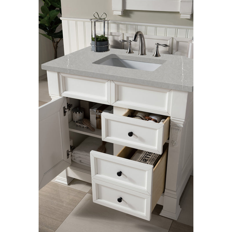 James Martin Brookfield 36" Bright White Single Vanity with 3 cm Eternal Serena Quartz Top 147-V36-BW-3ESR