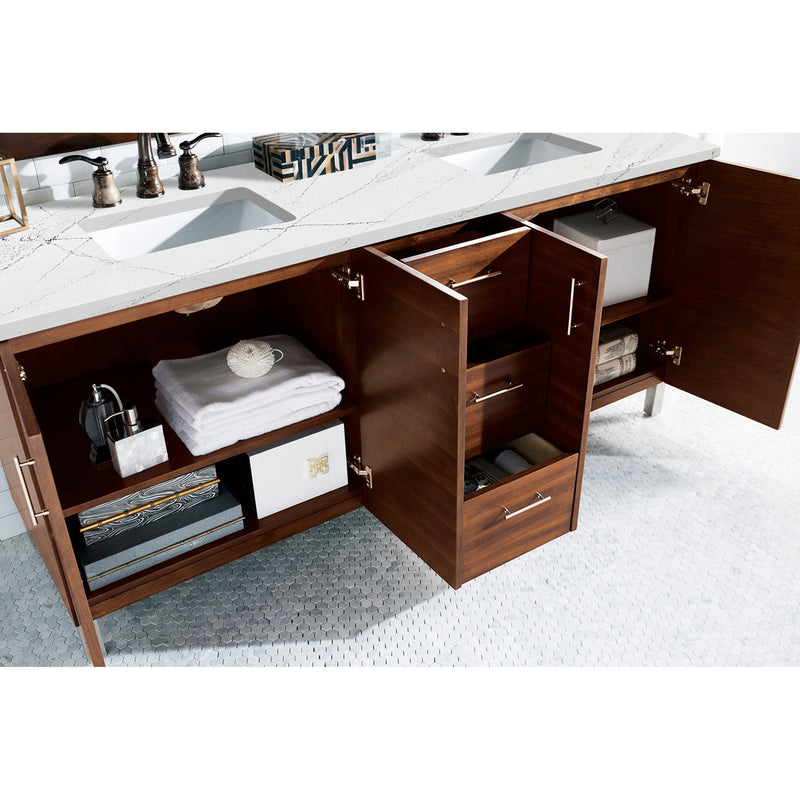 James Martin Metropolitan 72" Double Vanity American Walnut with 3 cm Ethereal Noctis Quartz Top 850-V72-AWT-3ENC