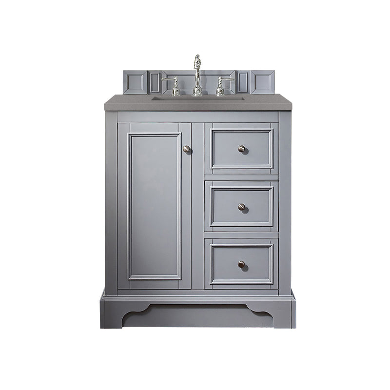 James Martin De Soto 30" Single Vanity Silver Gray with 3 cm Grey Expo Quartz Top 825-V30-SL-3GEX