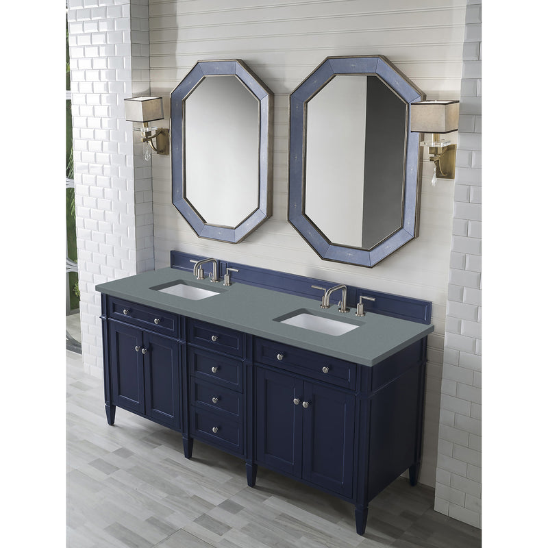 James Martin Brittany 72" Victory Blue Double Vanity with 3 cm Cala Blue Quartz Top 650-V72-VBL-3CBL