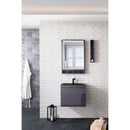 James Martin Milan 23.6" Single Vanity Cabinet Modern Gray Glossy with Charcoal Black Composite Top 801V23.6MGGCHB