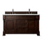 James Martin Brookfield 60" Burnished Mahogany Double Vanity with 3 cm Eternal Jasmine Pearl Quartz Top 147-114-5661-3EJP