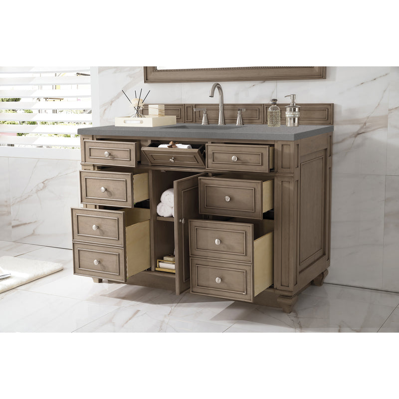 James Martin Bristol 48" Single Vanity Whitewashed Walnut with 3 cm Gray Expo Quartz Top 157-V48-WW-3GEX