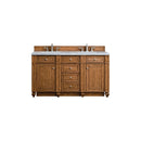 James Martin Bristol 60" Double Vanity Saddle Brown with 3 cm Carrara Marble Top 157-V60D-SBR-3CAR