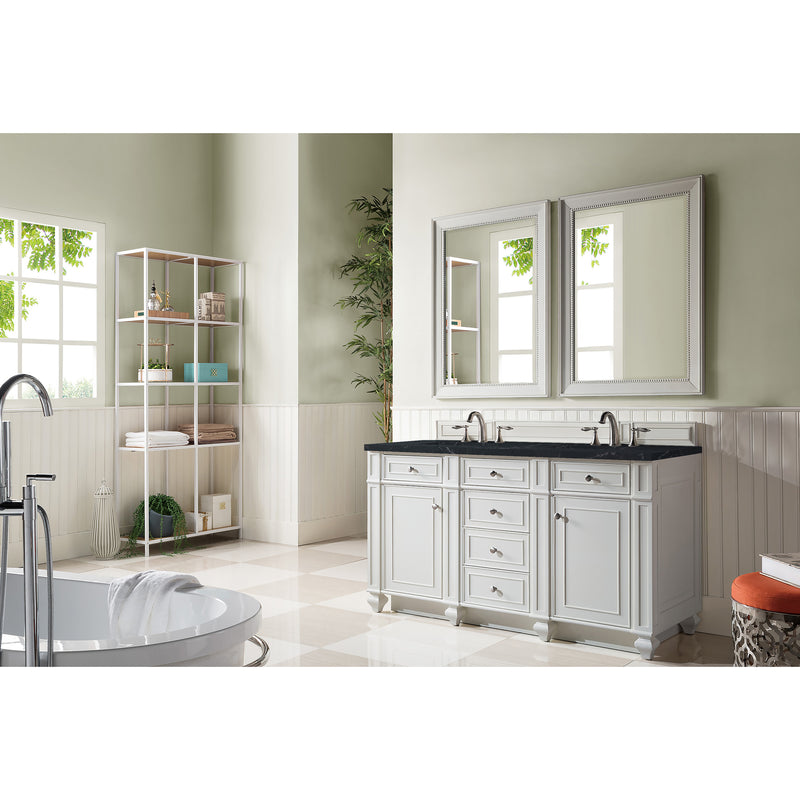 James Martin Bristol 60" Double Vanity Bright White with 3 cm Charcoal Soapstone Quartz Top 157-V60D-BW-3CSP