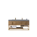 James Martin Columbia 72" Double Vanity Latte Oak Radiant Gold with Dusk Grey Glossy Composite Top 388-V72D-LTO-RG-DGG