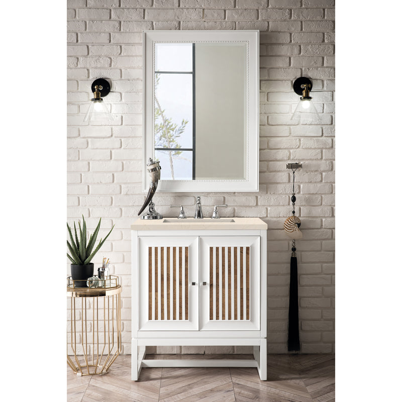 James Martin Athens 30" Single Vanity Cabinet Glossy White with 3 cm Eternal Marfil Top E645-V30-GW-3EMR