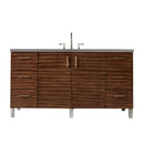 James Martin Metropolitan 60" Single Vanity American Walnut with 3 cm Grey Expo Quartz Top 850-V60S-AWT-3GEX