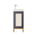 James Martin Chianti 16" Single Vanity Cabinet Mineral Grey Radiant Gold with White Glossy Resin Countertop E303-V16-MG-RGD-WG