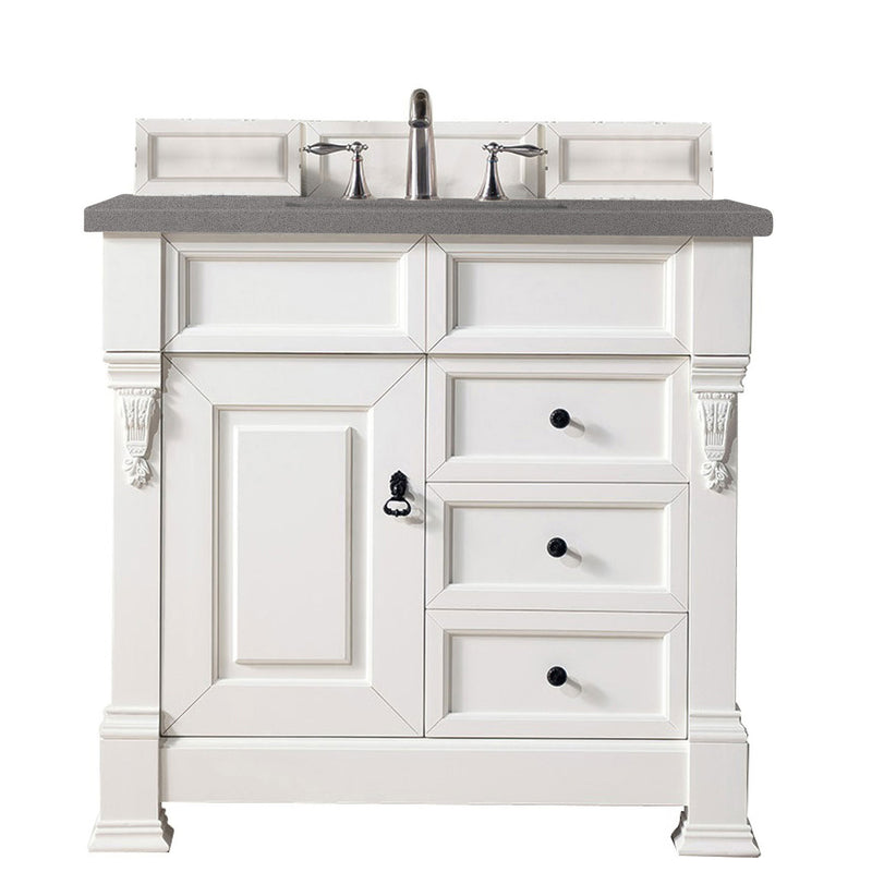 James Martin Brookfield 36" Bright White Single Vanity with 3 cm Grey Expo Quartz Top 147-V36-BW-3GEX