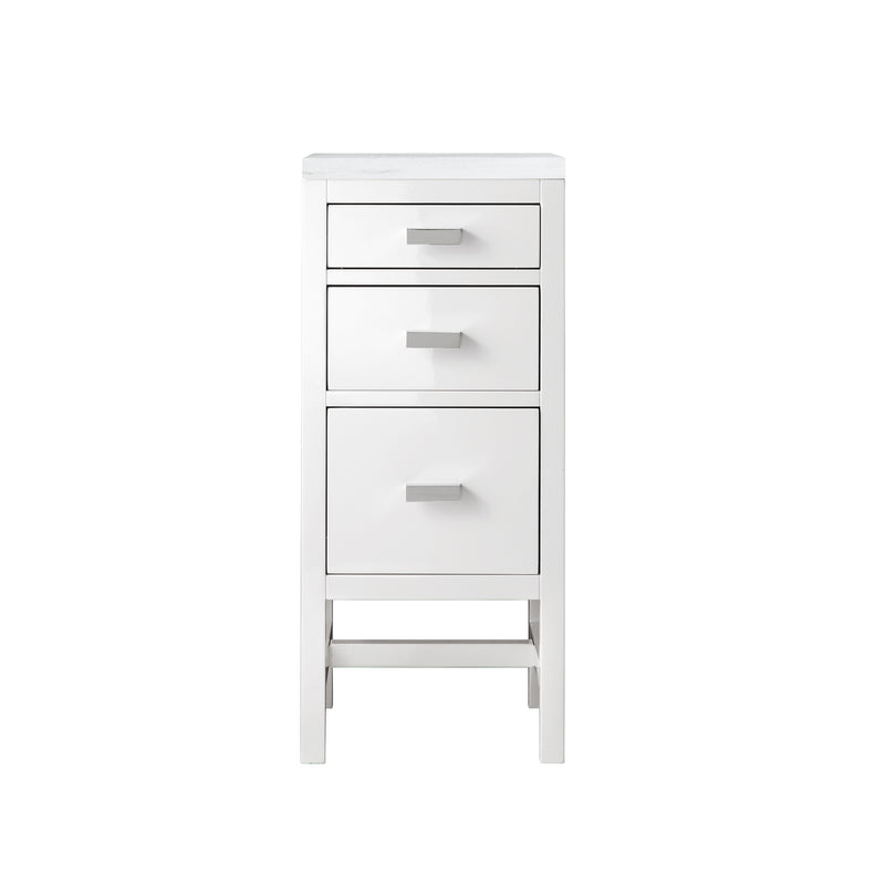 James Martin Addison 15" Base Cabinet with Drawers Glossy White with 3 cm Arctic Fall Solid Surface Top E444-BC15-GW-3AF