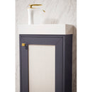 James Martin Chianti 16" Single Vanity Cabinet Mineral Gray Radiant Gold with White Glossy Resin Countertop E303-V16-MG-RGD-WG