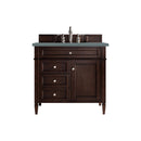 James Martin Brittany 36" Burnished Mahogany Single Vanity with 3 cm Cala Blue Quartz Top 650-V36-BNM-3CBL