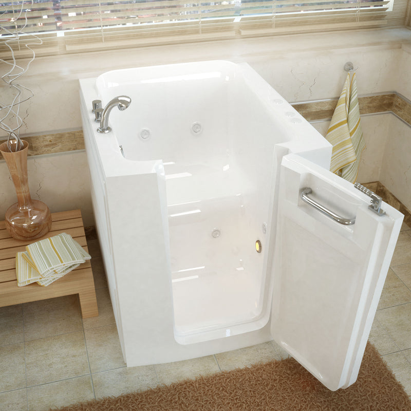 MediTub Walk-In 32" x 38" Right Door White Whirlpool Jetted Walk-In Bathtub