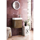 James Martin Columbia 16" Single Vanity Cabinet Latte Oak with White Glossy Resin Countertop 388-V16-LTO-WG