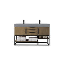 James Martin Columbia 59" Double Vanity Latte Oak Matte Black with Dusk Grey Glossy Composite Top 388-V59D-LTO-MB-DGG