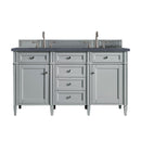 James Martin Brittany 60" Urban Gray Double Vanity with 3 cm Charcoal Soapstone Quartz Top 650-V60D-UGR-3CSP