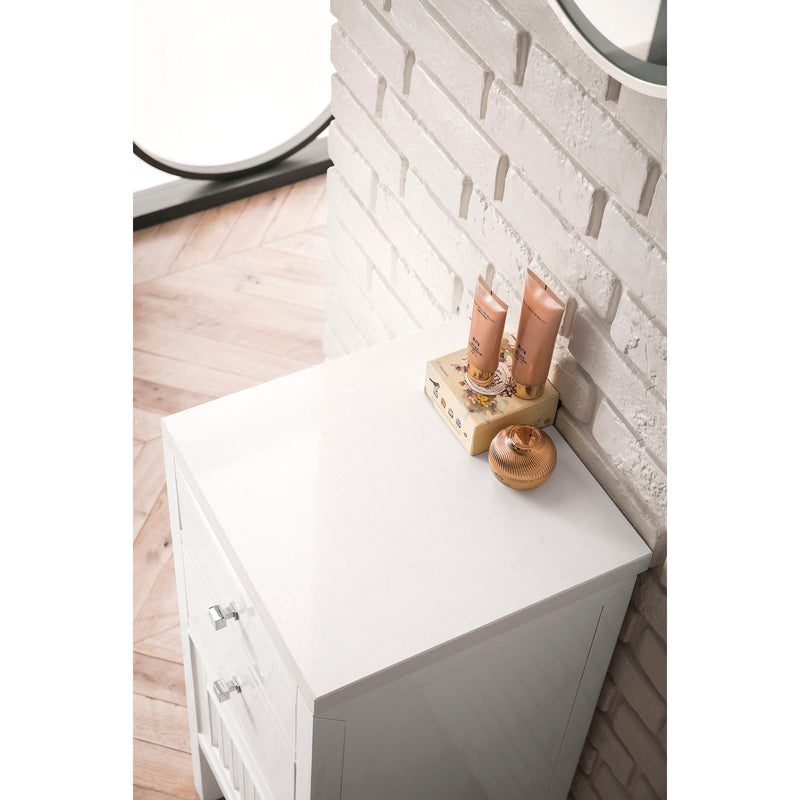 James Martin Athens 15" Cabinet with Drawers and Door Glossy White with 3 cm Classic White Quartz Top E645-B15L-GW-3CLW