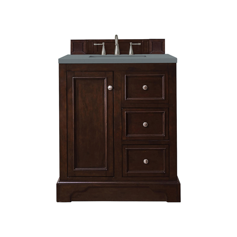 James Martin De Soto 30" Single Vanity Burnished Mahogany with 3 cm Cala Blue Quartz Top 825-V30-BNM-3CBL