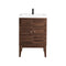 James Martin Linden 24" Single Vanity Cabinet Mid Century Walnut with White Glossy Resin Countertop E213-V24-WLT-WG
