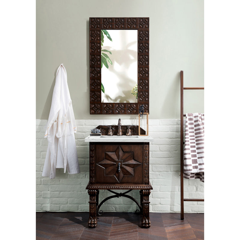 James Martin Balmoral 26" Single Vanity Cabinet Antique Walnut with 3 cm Ethereal Noctis Quartz Top 150-V26-ANW-3ENC