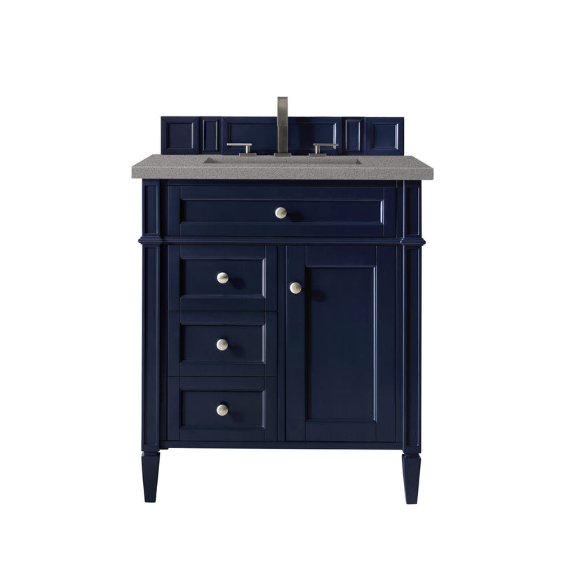 James Martin Brittany 30" Single Vanity Victory Blue with 3 cm Grey Expo Quartz Top 650-V30-VBL-3GEX