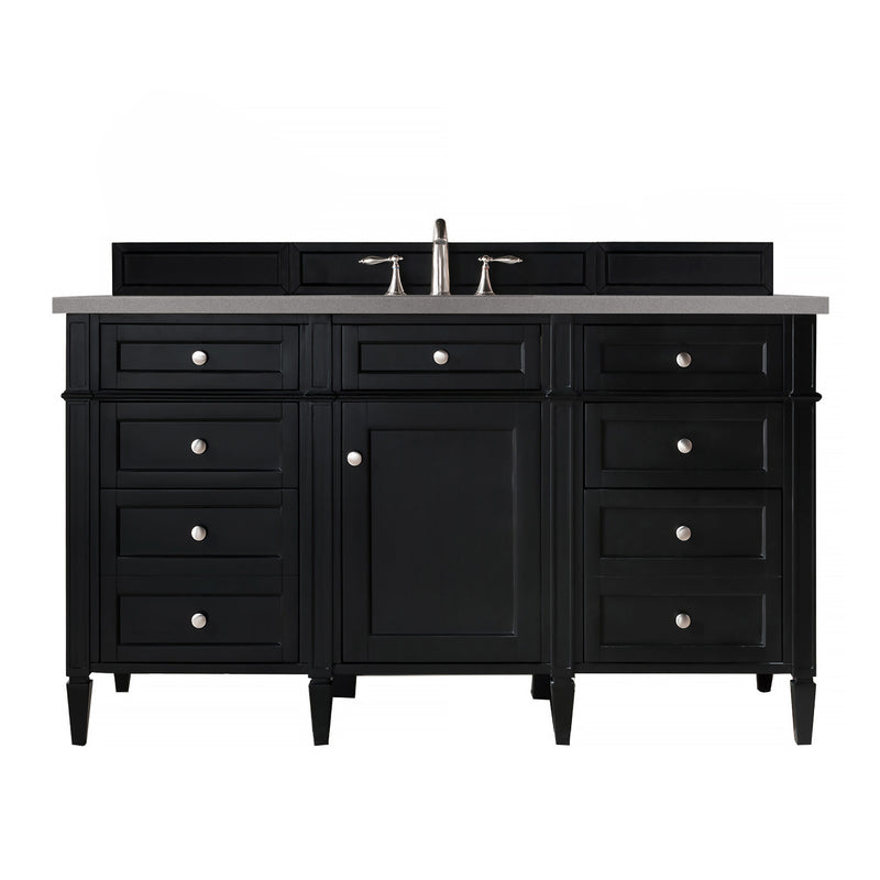 James Martin Brittany 60" Single Vanity Black Onyx with 3 cm Grey Expo Quartz Top 650-V60S-BKO-3GEX