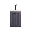 James Martin Chianti 20" Single Vanity Cabinet Mineral Gray with White Glossy Composite Countertop E303V20MGWG