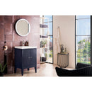 James Martin Linden 24" Single Vanity Cabinet Navy Blue with White Glossy Composite Countertop E213V24NVBWG