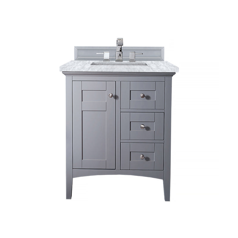 James Martin Palisades 30" Single Vanity Silver Gray with 3 cm Carrara Marble Top 527-V30-SL-3CAR