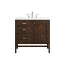 James Martin Addison 36" Single Vanity Cabinet Mid Century Acacia with 3 cm Arctic Fall Solid Surface Countertop E444-V36-MCA-3AF
