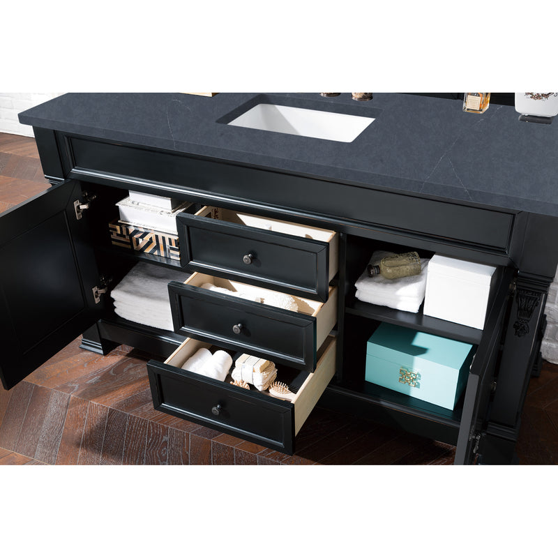 James Martin Brookfield 60" Antique Black Single Vanity with 3 cm Charcoal Soapstone Quartz Top 147-114-5331-3CSP