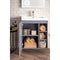 James Martin Alicante' 24" Single Vanity Cabinet Gray Smoke with White Glossy Resin Countertop E110-V24-GSM-WG