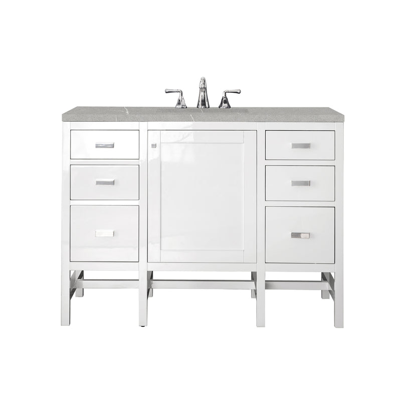 James Martin Addison 48" Single Vanity Cabinet Glossy White with 3 cm Eternal Serena Top E444-V48-GW-3ESR