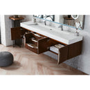 James Martin Mercer Island 72" Double Vanity Coffee Oak with Glossy White Composite Top 389-V72D-CFO-A-GW