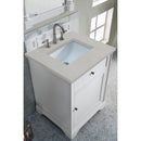 James Martin Savannah 26" Single Vanity Cabinet Bright White with 3 cm Eternal Serena Quartz Top 238-104-V26-BW-3ESR