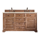 James Martin Savannah 60" Double Vanity Cabinet Driftwood with 3 cm Eternal Marfil Quartz Top 238-104-5611-3EMR