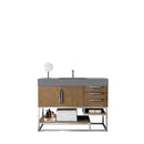 James Martin Columbia 48" Single Vanity Latte Oak with Dusk Grey Glossy Composite Top 388-V48-LTO-BN-DGG