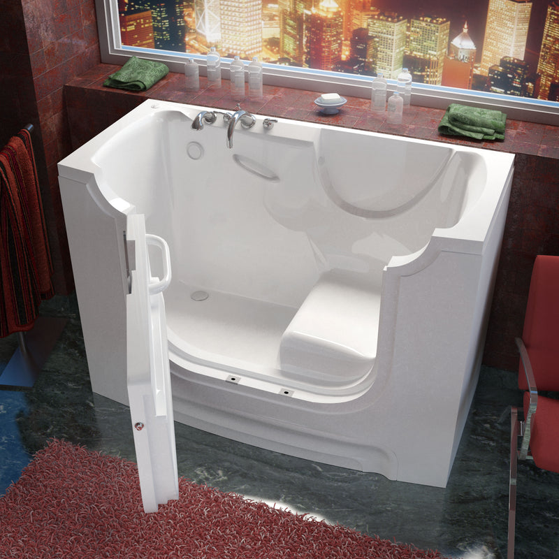 MediTub Wheel Chair Accessible 30" x 60" Left Drain White Soaking Wheelchair Accessible Bathtub