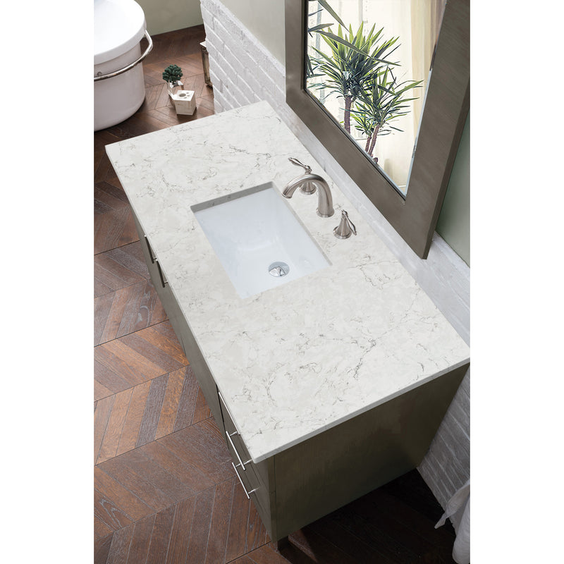 James Martin Metropolitan 48" Single Vanity Silver Oak with 3 cm Eternal Jasmine Pearl Quartz Top 850-V48-SOK-3EJP