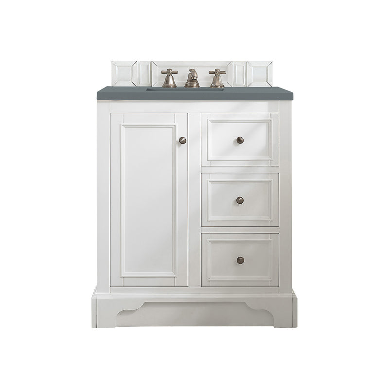 James Martin De Soto 30" Single Vanity Bright White with 3 cm Cala Blue Quartz Top 825-V30-BW-3CBL